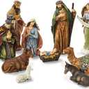 Glitzhome 12Pcs Resin Nativity Figurines Sets for Christmas Indoor Decor, Christian Nativity Sets & Figures Xmas Jesus Collectible Figurines Tabletop Nativity Scene Miniature Statue15.5" x 36.00" (15.5 x 36.00 Inches)