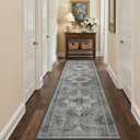 GENIMO 2'6''X8 Runner Rug Non Slip, Machine Washable Hallway Runners, Low Plie & Thin Vintage Rug for Hallway, Kitchen, Laundry, Entryway, Bedroom & Living Room, Gray 
