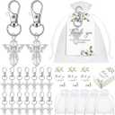 Hicarer 60 Set Funeral Favors, Celebration of Life Favors Angel Keychains Organza Bags Sympathy Thank You Tags for Memorial Party Supplies Guest Return Favors Funeral Gifts (Transparent)