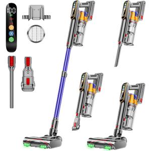 DIFFULL Cordless Vacuum Cleaner, 650W 55KPA 70Mins Vacuum Cleaners for Home, Stick Vacuum with 1.8L Cup, Anti-Tangle, 8-Stage Filter System, Green Light for Pet Hair, Carpet, Floor