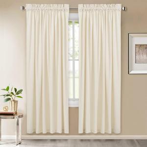 StangH Ivory White Velvet Curtains - Rod Pocket Bedroom Curtains 72 inches Heavy-Duty Privacy Window Decoration Drapes for Nursery/Wedding Backdrop, W52 x L72, 2 Panels (Beige Series - Ivory)