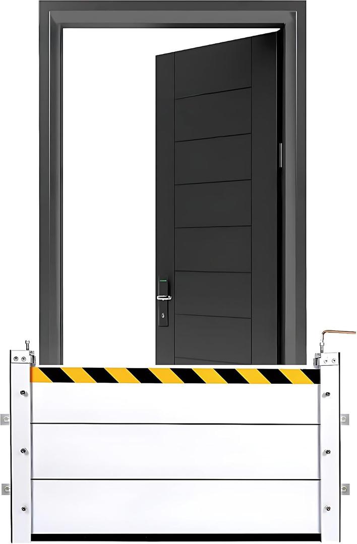 Aluminum Flood Protection Barrier for Doors, Quick Detachable Reusable Flood Control Baffle - Front Door/Basement Entrance/Backyard Flooding Water Barriers (30" - 32" Door)