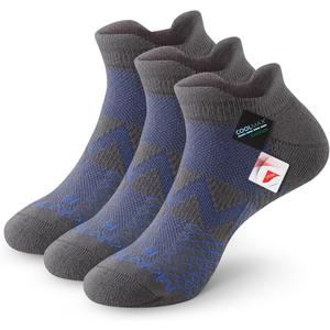 Diabetic Ankle Socks for Men Women, Moisture-Wicking Non-Binding Cushioned Neuropathy Sock, 3 Pairs (Gray, M)