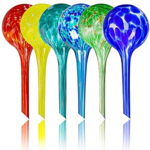 Plant Watering Globes Set of 6 – Large Glass Self-Watering Bulbs (up to 5 Days of Watering) for Indoor & Outdoor Plants – Multicolor