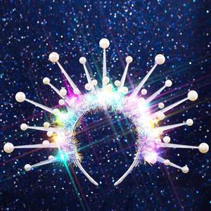 Zoestar Light Up Headband Led Rave Festival Hair Accessories for Women (One Size, White)