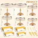 Lallisa 13 Piece Gold Cake Stand Set, Vintage Cake Dessert Display with Crystal Rim & Cupcake Trays for Wedding, Birthday Anniversary Parties, Dessert Table Decoration