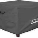 ULTCOVER Waterproof Patio Ottoman Cover Square Outdoor Side Table Furniture Covers Size 20L x 20W x 18H inch, Black