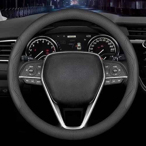 LKWLIKEI Nappa Premium Leather car Steering Wheel Cover, Non-Slip, Breathable, Universal 15 inches