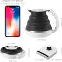 Ultrathin Food Grade Silicone Travel Foldable Electric Kettle Variable Temperature Control with Dual Voltage, Auto Shutoff & Boil Dry Protection & Keep Warm, 555ML 110-220V US Plug (Black)