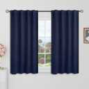 BGment Blackout Curtains for Bedroom - 38 x 40 inch Curtains Rod Pocket and Back Tab Thermal Insulated Room Darkening Curtains for Living Room, 2 Window Panels, Navy Blue