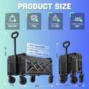 360LBS Collapsible Wagon Cart with Wheels - Heavy Duty Folding Wagon Carts for Grocery, Lightweight Utility Wagon with All-Terrain Wheels & 2 Cup Holders, Portable Beach Wagon for Shopping Garden