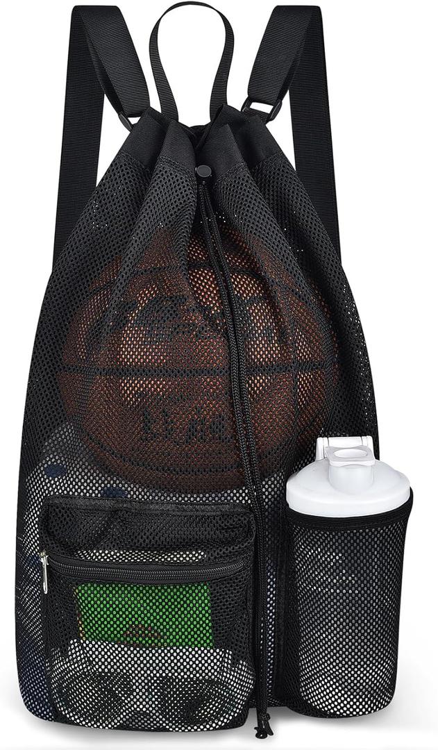 Mildbeer Large Drawstring Backpack for Men Women Athletic Gym Sports Workout Beach Swimming Commuting Travel (Black)