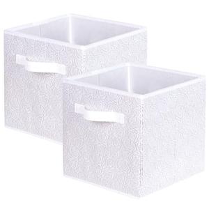 ShellKingdom Storage Bins, Foldable Fabric Storage Cubes with 3D Embossed Rose Pattern, Cloth Organizer Drawer For Closet And Toys, 10.5 X 10.5 X 11 inch, 2 Pack (White)
