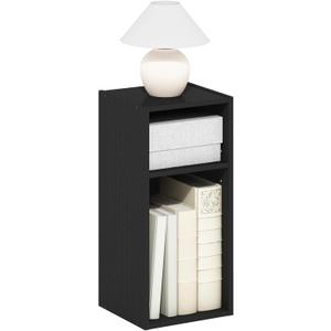 Furinno Fulda Book Shelf, 2-Tier Modern Narrow Bookshelf, 10-in Width Bookcase, 9.3" x 9.8" x 21.2", for Living Room, Bedroom, Home Office, Blackwood