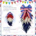 Dingion 2 Pack 20 Inch Patriotic Wreath for Front Door 4th of July Red White and Blue Wreath with American Flag Bow Memorial Day Teardrop Swag Decor for Porch Wall Independence Veterans Day