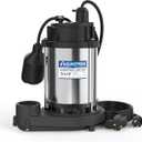 AQUASTRONG 3/4 HP Sump Pump, 4200 GPH Stainless Steel and Thermoplastic Submersible Water Pump, Automatic Float Switch with Piggy-back Plug,1-1/2" NPT Discharge Subpumps for Basement and Flooding Area