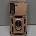 Compatible with Samsung Galaxy S22 Case with Screen Protector[Not for S22+],Heavy Duty Shockproof Full Body Phone Cover Built in Slide Camera Lens Cover+Ring Holder,2022 Rose Gold