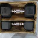 Cap Barbell 150 LB Rubber Coated Hex Dumbbell Hand Weight Set with Vertical Storage Rack - Chrome Handle | Black Rack