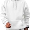 JMIERR Mens Casual Cotton Hooded Collar Drawstring Hoodies Pullover Sweatshirts Casual Long Sleeve Shirts (X-Large, White)