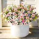 Fake Flowers for Outdoor UV Resistant 18 pcs Pink Summer Artificial Flowers Outdoors, Realistic Faux Silk Flowers Fade Resistant, Fake Plants Flowers for Garden Porch Planters Window Patio Wedding