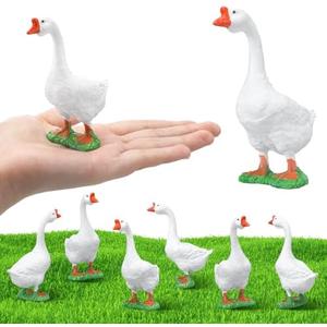 RoundFunny 5 Pcs Desk Goose Figurines Mini Desktop Goose Tiny Plastic Statue for Desk DIY Crafts Car, Farm Craft Decoration, Small Animals Collectible, Home Garden (Classic) RoundFunny 5 Pcs Desk Goose Figurines Mini Desktop Goose Tiny Plastic Statue for Desk DIY Crafts Car, Farm Craft Decoration, Small Animals Collectible, Home Garden (Classic)