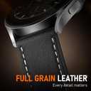 Leather Band for Men Compatible with Samsung Galaxy Watch 7/6/5/4/Active 2 40mm 44mm/Watch 6 Classic 43mm 47mm/Watch 5 Pro 45mm/Watch 4 Classic 42mm 46mm, 20mm Wristband Replacement Strap