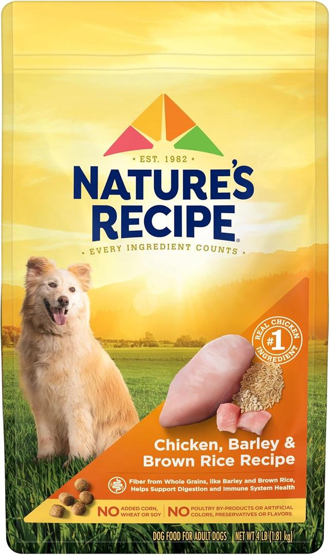 2 x Nature's Recipe Dry Dog Food, Chicken, Barley & Brown Rice Recipe, 4 lb. Bag (4 Pound (Pack of 1))