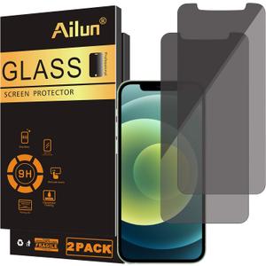 Ailun Privacy Screen Protector for iPhone 12 / iPhone 12 Pro 2020 6.1 Inch 2 Pack Anti Spy Private Case Friendly, Tempered Glass [2 Pack]