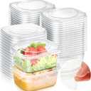 25 Pack 8 oz Tamper Proof Clear Deli Containers with Lid Disposable Square Plastic Deli Sandwich Tiramisu Airtight Meal Container for Refrigerator Dishwasher Microwave Take out Kitchen