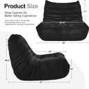 Bean Bag Chairs for Adults Giant Bean Bag Chair Memory Foam BeanBag Chair Bean Bag Sofa with Filler Faux Fur Fireside Beanbags Lazy Sofa for Living Room Bedroom Office (Black Plush, Single)