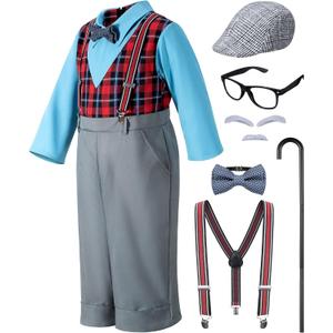 Old Man Costume Set - Kids 100 Days of School Old Mand Grandpa Costume for Boys' Pretend Play with Accessories Set (10-11 Years)