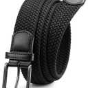 CHAOREN Mens Belt - Braided Stretch Golf Belt for Men 1 3/8"- Gift for Golf Pants Casual Shorts Jeans (Gun / Black)