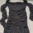Womens Summer Dresses 2026 Loose Sequin Pleated Square Neck Long Sleeve Mini Dress, Size Small