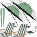 Abbylike 2 Pack 48.6" Double Canopy Umbrella with Clamp UPF50+ Beach Chair Umbrella with Clip 360adjustable Portable Outdoor Wheelchair Patio Golf Carts Camping
