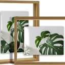 Egofine 8x10 Floating Frames Set of 2, Double Plexiglass Picture Frame, Made of Solid Wood Display Any Size Photo up to 8x10, Wall Mount or Tabletop Standing, Carbonized