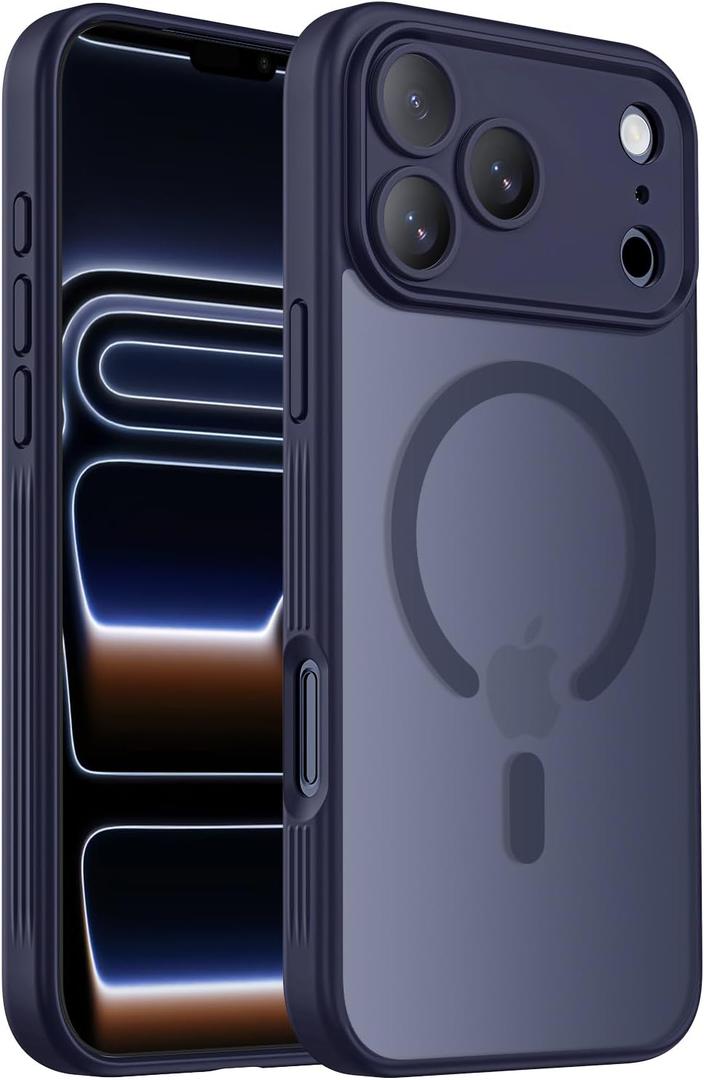 Symcele Designed for iPhone 17 Pro Case, Compatible with MagSafe, [Camera Protection] [15FT Military Drop Protection] Shockproof Translucent Matte Anti-Slip Phone Case, 6.3", Deep Blue