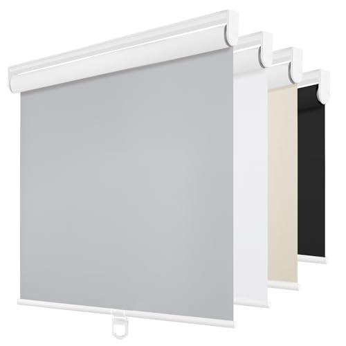 ChrisDowa Cordless Blackout Roller Shades for Windows, Thermal Insulated UV Protection Pull Down Shades, Total Blackout Window Blinds for Home, Office, Bedroom, Door (64" W x 72" H, Grey)