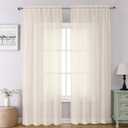 Chyhomenyc Cream Sheer Curtains 120 Inches Long - Light Filtering Voile Extra Long Panel Drapes for Floor to Ceiling Window, Elegant Soft Living Room Curtains, Each 42Wx120L Inch, 10FT, 2 Panels