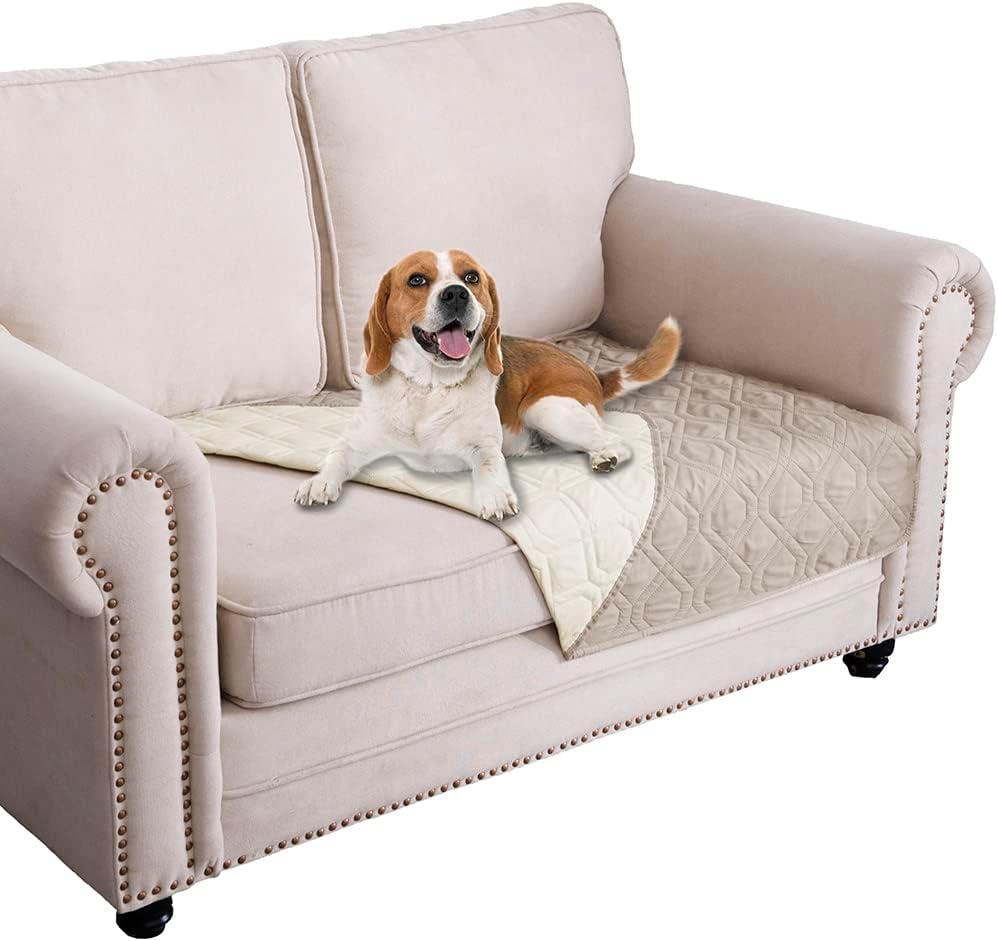 Ameritex Waterproof Dog Bed Cover Pet Blanket for Furniture Bed Couch Sofa Reversible (30x53 Inch (Pack of 1), Cream+beige)