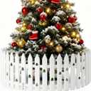 Christmas Tree Fences 24PCS: Sticker DIY Christmas Tree Gate White Picket Fence for Xmas Holiday Party Decor Garden Home Office, Inches (24pcs-8.6ft)
