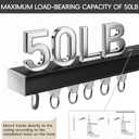 Ceiling Curtain Track, Curtain Track with Roller Hooks, 3ft - 6ft Ceiling Mounted Rail Set for Room Divider, Black
