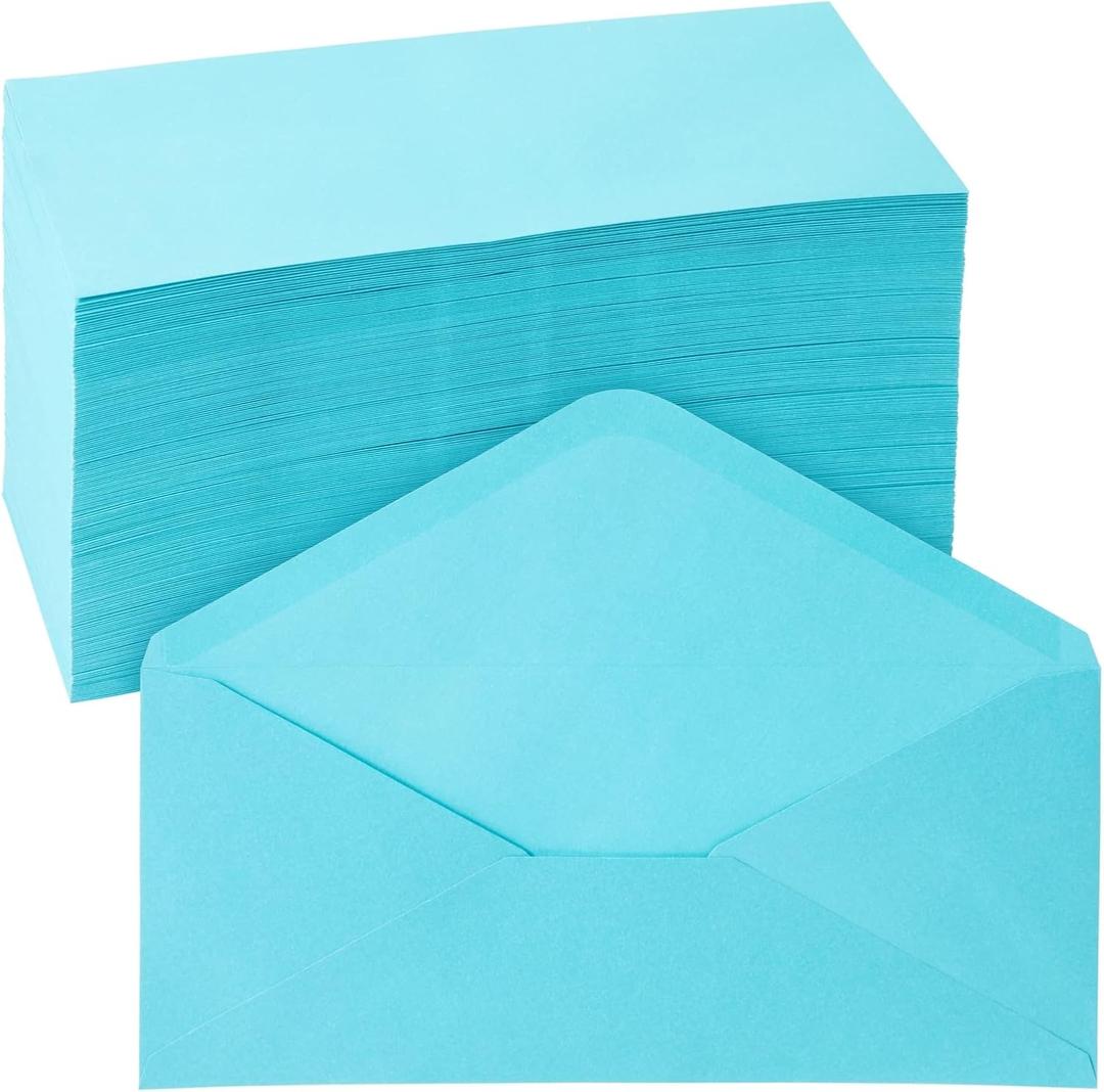 Sustainable Greetings 200 Pack #10 Blue Colored Envelopes Bulk - Gummed Seal Letter Size for Party Invitations, Business Mailing, Checks, Holidays, Greeting Cards, Thank You Notes (4 1/8 x 9 1/2 In)