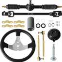 300mm steering wheel, 320mm adjustable shaft, equipped with rack and pinion, small gear, pull rod rack compatible with 110cc, 125cc, 140cc, 150cc Go Kart, ATV, UTV, and off-road vehicle.
