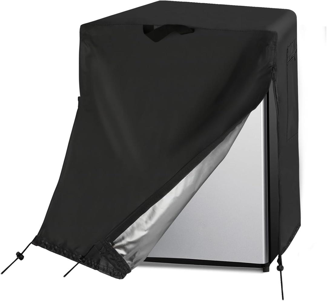 Beverage Refrigerator Cover for Most 24 Inch Drink Fridge, Waterproof&Dustproof Wine Refrigerator Cover for Protecting Upright Freezers-Suitable for most 3.0 Cubic Freezer(24"W x 24"D x 34"H)