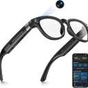 8MP Camera Glasses, AI Smart Glasses with Real-Time Translation & Object Analysis | HD 1200P 4K Video Recording Black