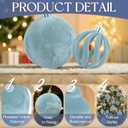 18Pcs Velvet Christmas Tree Ornaments Set, Shatterproof Flocked Christmas Decorations Bulk for Tree, Classic Decorative Hanging Ball Ornaments for Xmas Holiday Home Party Decor, Slate Blue