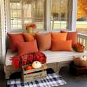MIULEE Pack of 2 Decorative Outdoor Solid Waterproof Throw Pillow Covers Faux Linen Garden Farmhouse Cushion Cases for Summer Patio Tent Balcony Couch Sofa 16x16 Inch Burnt Orange