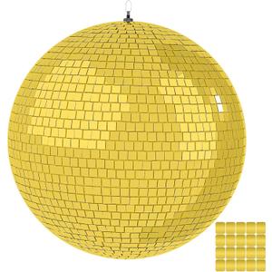 16 Inch Mirror Disco Ball lamp, Gold 16" Disco Ball Decor Hanging Disco Ball for Party Wedding Holiday Home Decoration, Replacement Mirror x 20pcs, Gold, 16inch