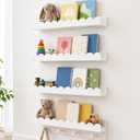 Nursery Book Shelves, Set of 4 White Floating Shelves for Wall Kids, 16.5 Scalloped Shelves, Wall-Mounted Book Shelf Decor for Kids, Wave Style, 4.72" W x 16.5" L x 4.72" H