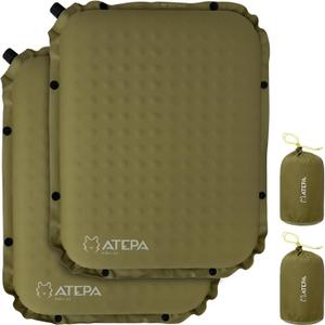 ATEPA Inflatable Stadium Seat Cushion, Self-Inflating Memory Foam Stadium Seats Camping Accessories Chair Pad for Outdoor Airplane Travel Bleacher Patio Backpacking (Xl 2 Pack Olive)